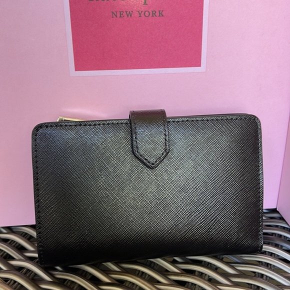 Kate Spade Staci Medium Compact Bifold Wallet Black - Picture 2 of 16